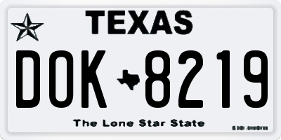 TX license plate DOK8219