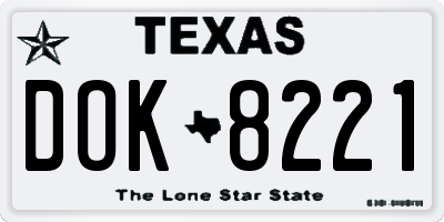 TX license plate DOK8221