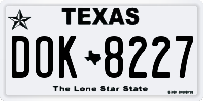 TX license plate DOK8227