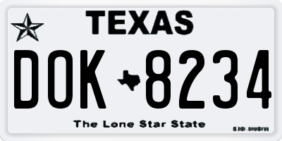TX license plate DOK8234