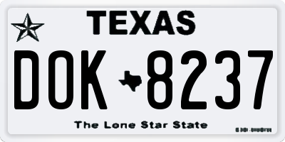 TX license plate DOK8237