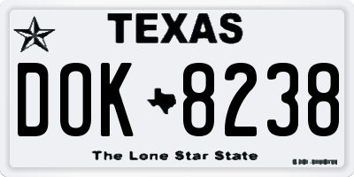 TX license plate DOK8238