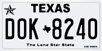 TX license plate DOK8240