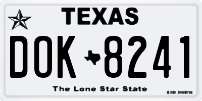 TX license plate DOK8241