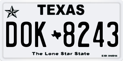 TX license plate DOK8243