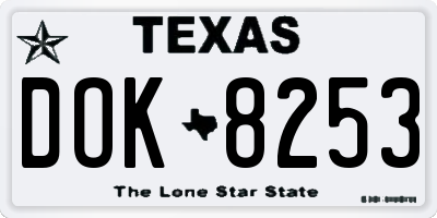 TX license plate DOK8253