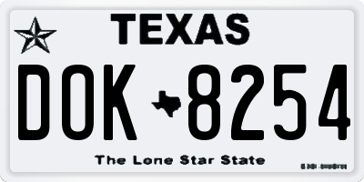 TX license plate DOK8254