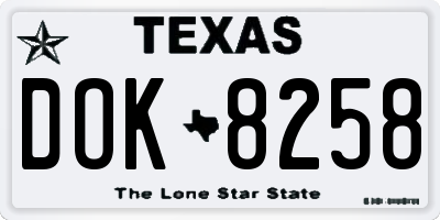TX license plate DOK8258