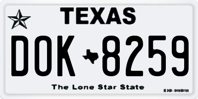 TX license plate DOK8259