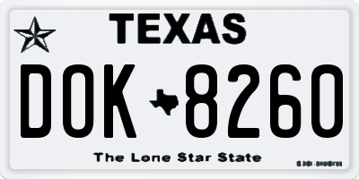 TX license plate DOK8260
