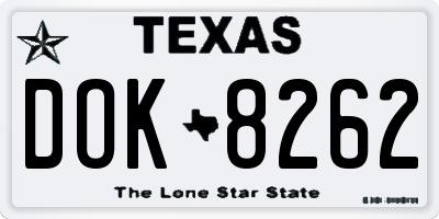 TX license plate DOK8262