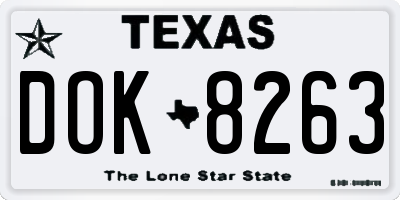 TX license plate DOK8263