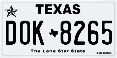 TX license plate DOK8265