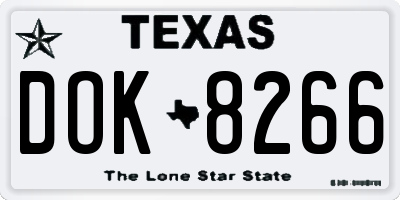 TX license plate DOK8266