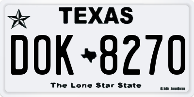 TX license plate DOK8270