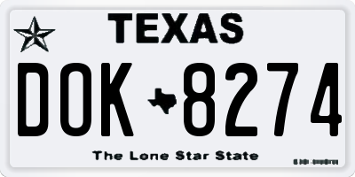 TX license plate DOK8274