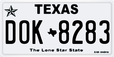TX license plate DOK8283