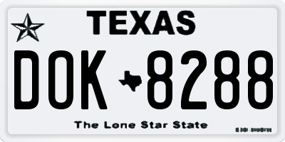 TX license plate DOK8288