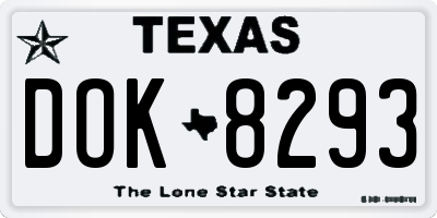 TX license plate DOK8293