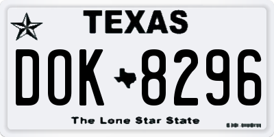 TX license plate DOK8296