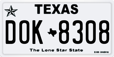 TX license plate DOK8308
