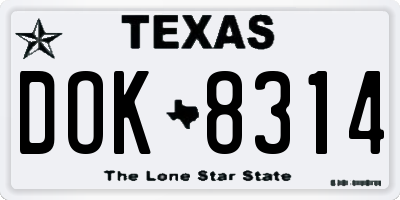 TX license plate DOK8314