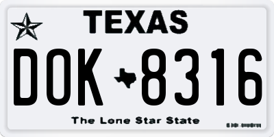 TX license plate DOK8316