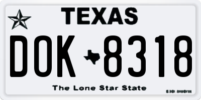 TX license plate DOK8318