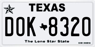 TX license plate DOK8320