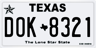 TX license plate DOK8321