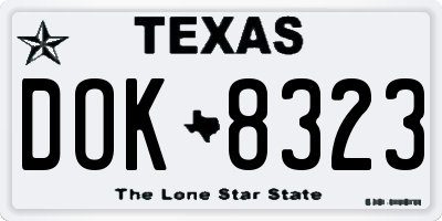 TX license plate DOK8323