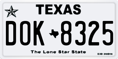 TX license plate DOK8325