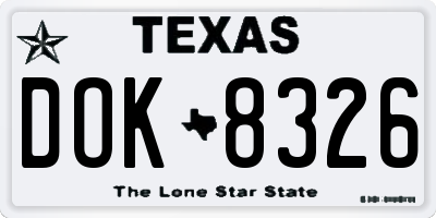 TX license plate DOK8326