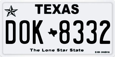TX license plate DOK8332