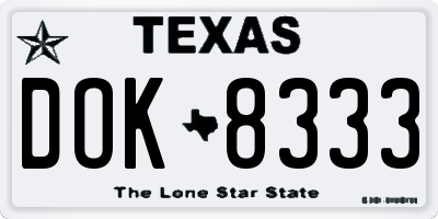 TX license plate DOK8333