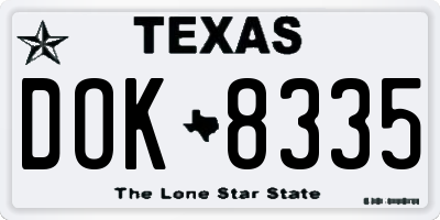 TX license plate DOK8335