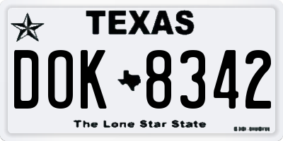 TX license plate DOK8342