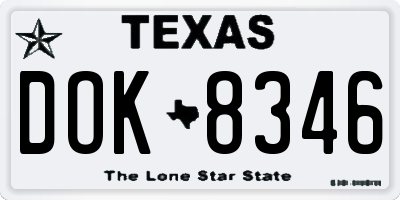 TX license plate DOK8346
