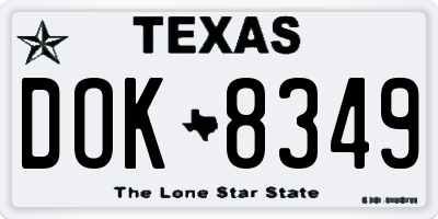 TX license plate DOK8349