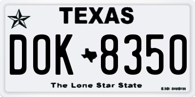 TX license plate DOK8350