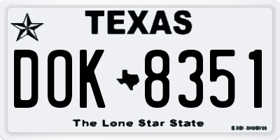 TX license plate DOK8351