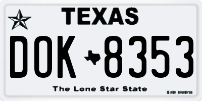 TX license plate DOK8353