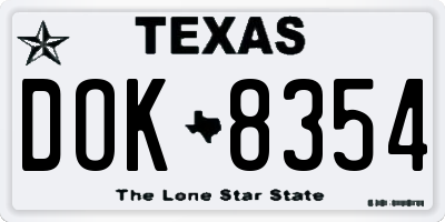 TX license plate DOK8354
