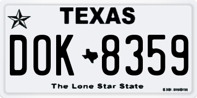 TX license plate DOK8359