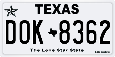 TX license plate DOK8362