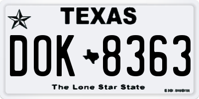 TX license plate DOK8363