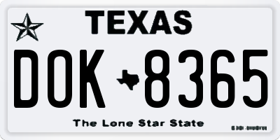 TX license plate DOK8365