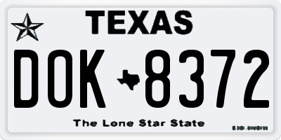 TX license plate DOK8372