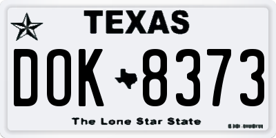 TX license plate DOK8373