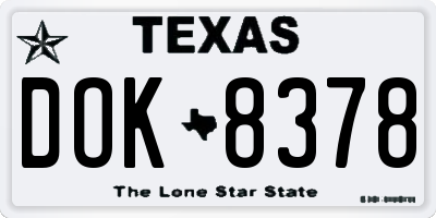 TX license plate DOK8378